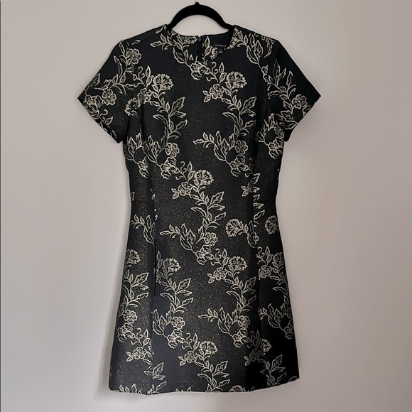 Ann Taylor shimmer brocade flare pocket dress - Picture 3 of 6